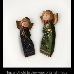 Gold and Green Angel Figurines